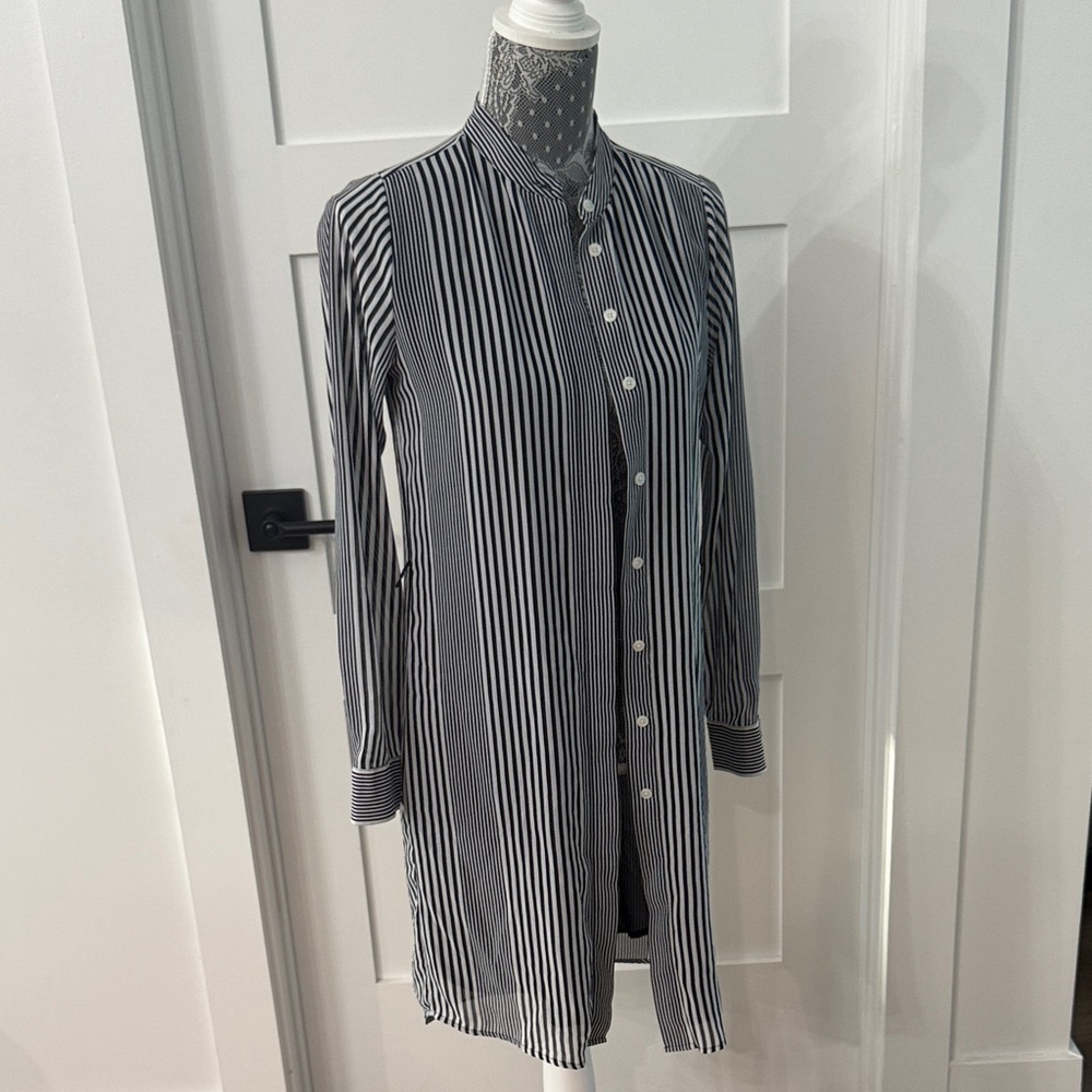 Michael Kors Black and White Striped Dress